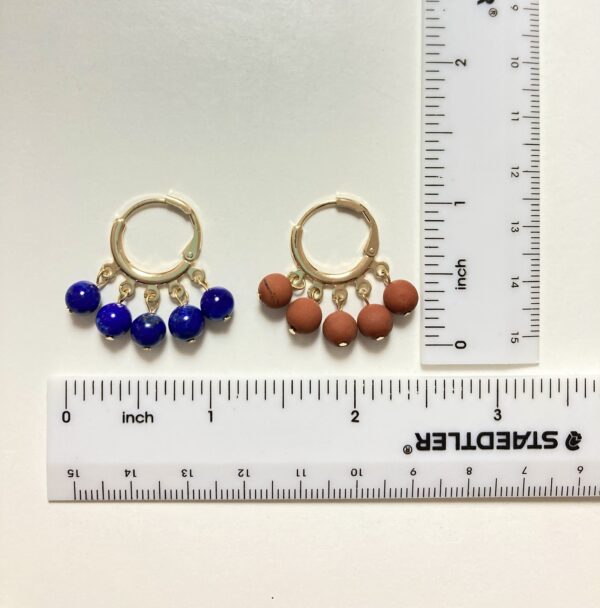 Handmade Gem Stone Hoop Earrings - 5 Pendants - Image 2