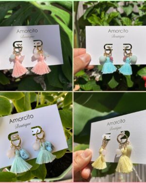 Handmade Tassel Gem Stone Earrings - Pastel Collection