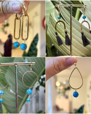 Boho Style Gemstone Stainless Steel Earrings - Apatite
