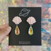 Handmade Polymer Clay Earrings - Underwater World Pink - Shell Collection - Image 4