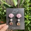Handmade Polymer Clay Earrings - Underwater World Pink - Shell Collection - Image 2