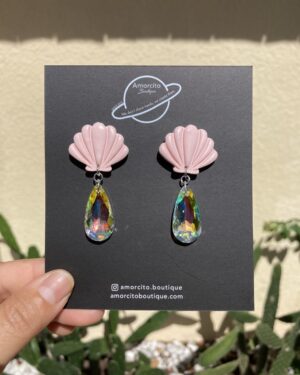 Handmade Polymer Clay Earrings - Underwater World Pink - Shell Collection