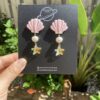 Handmade Polymer Clay Earrings - Underwater World Pink - Shell Collection - Image 6