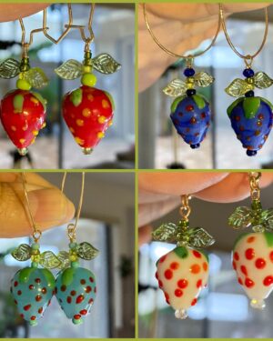 Handmade Galss Strawberry Earrings