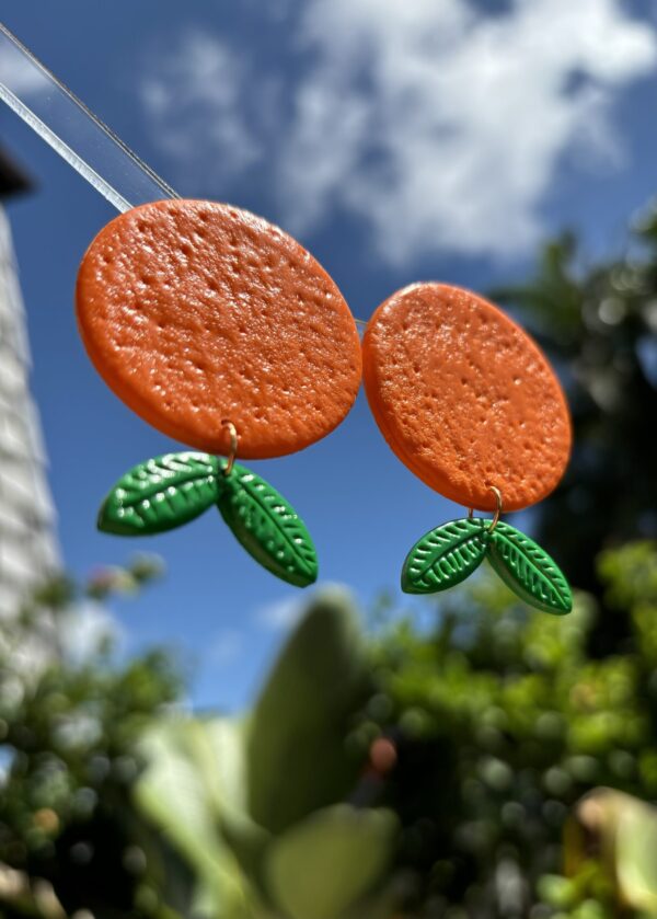 Handmade Polymer Clay Earrings - Florida Tangerine - Image 2