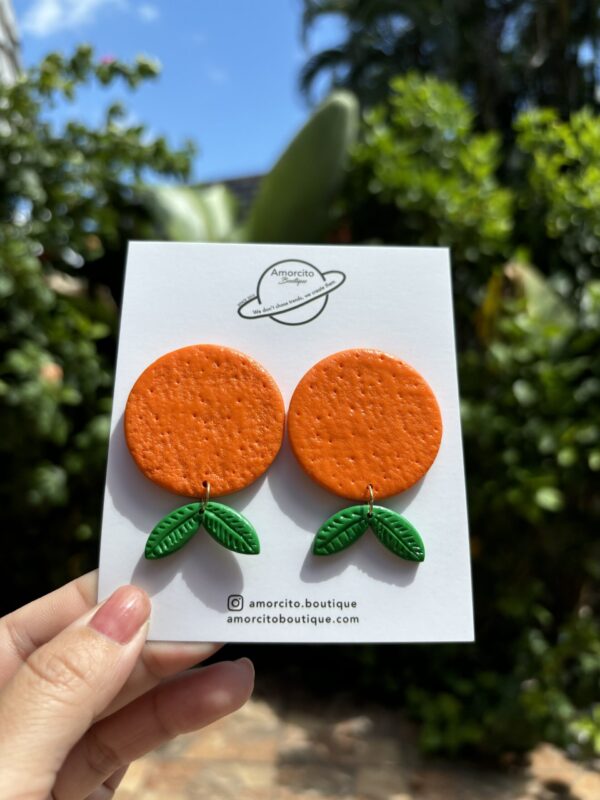 Handmade Polymer Clay Earrings - Florida Tangerine - Image 4