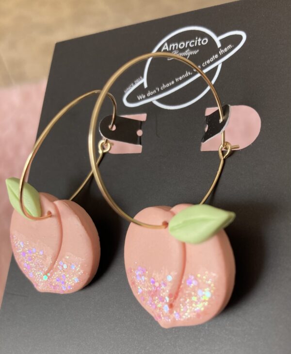 Handmade Polymer Clay Earrings - Peaches - Image 8