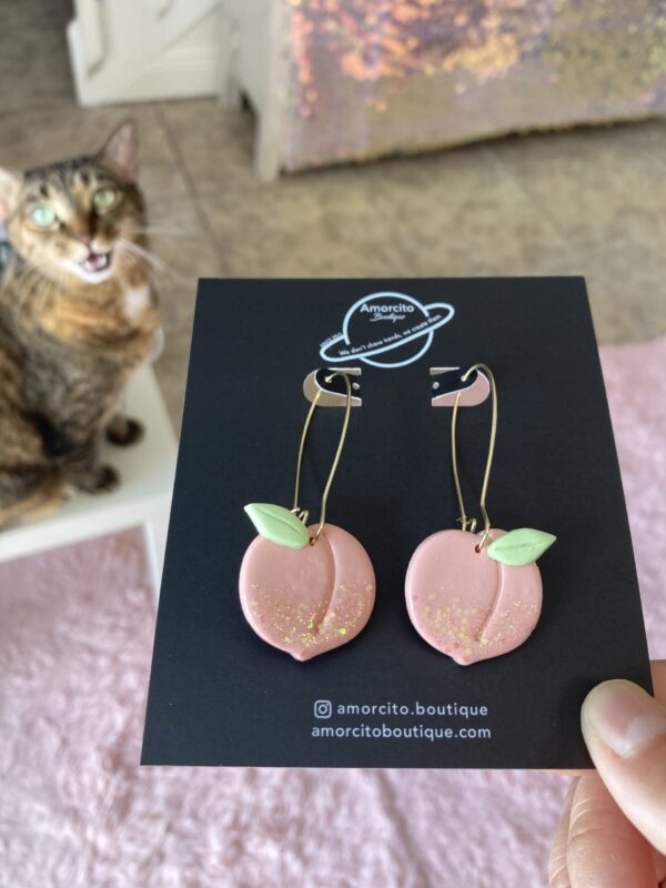 Handmade Polymer Clay Earrings - Peaches - Image 3