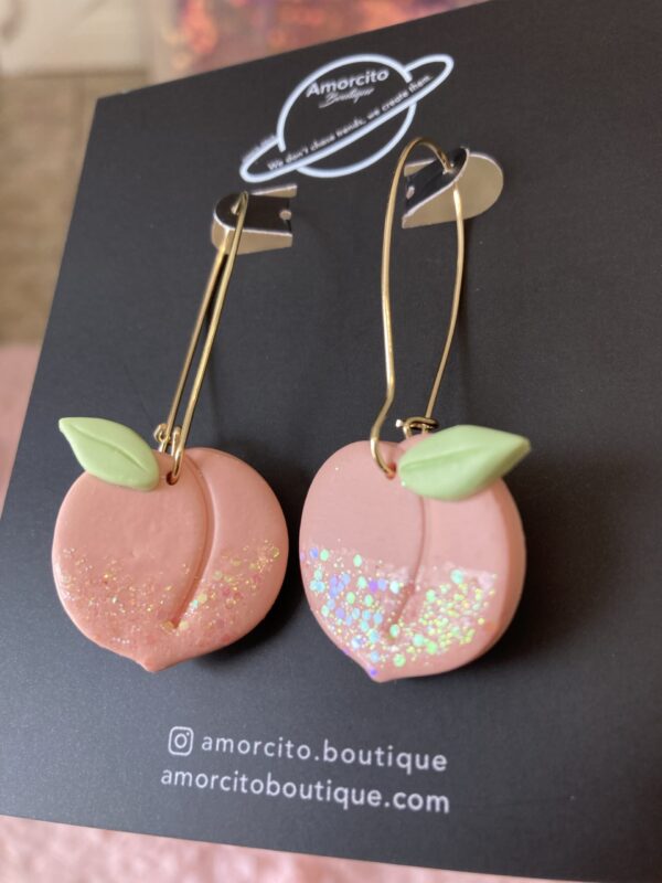 Handmade Polymer Clay Earrings - Peaches - Image 4