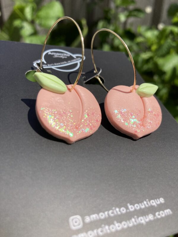 Handmade Polymer Clay Earrings - Peaches - Image 5