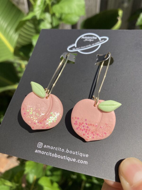 Handmade Polymer Clay Earrings - Peaches - Image 6