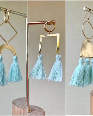 Stainless Steel Tassel Earrings - Boho/Mint/Gold