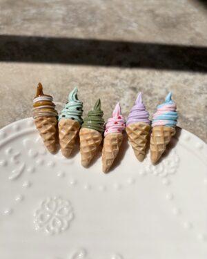 Handmade Polymer Clay Earrings - Ice Cream Cone Studs