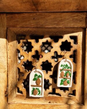 Handmade Polymer Clay Earrings - Tropical Plants on Shelves(Website Exclusive Product)