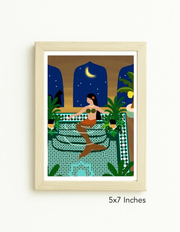 Original Art Print - A Mermaid Enjoys Marrakech’s Night - Image 3