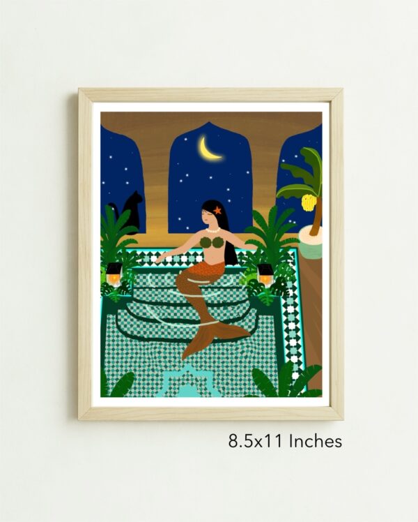 Original Art Print - A Mermaid Enjoys Marrakech’s Night - Image 4