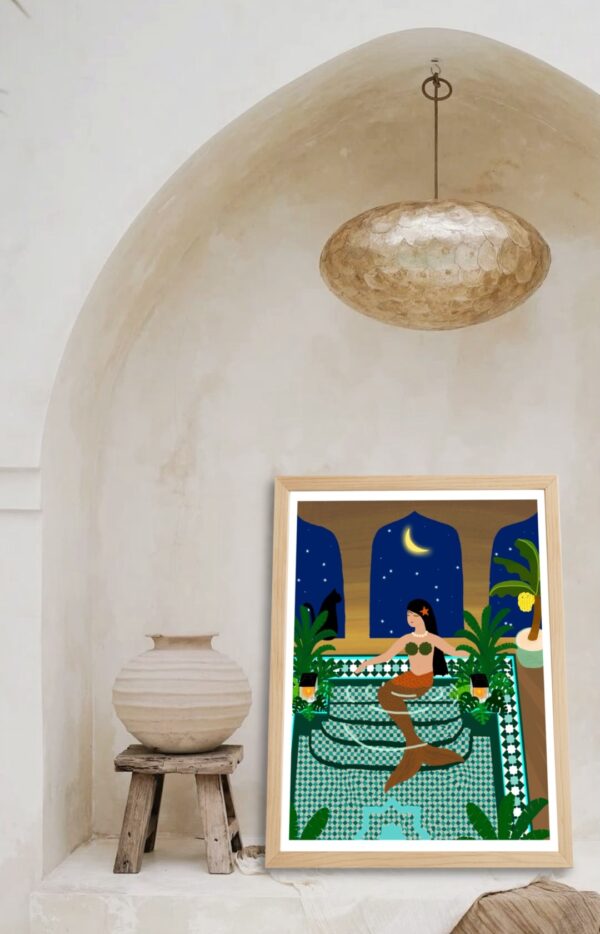 Original Art Print - A Mermaid Enjoys Marrakech’s Night - Image 2