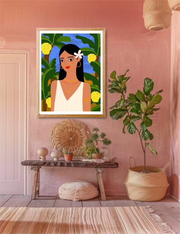 Original Art Print - A Girl and Banana Trees - Image 2
