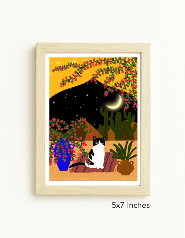 Original Art Print - A Cat is Chilling in A Moroccan Yard - Image 4