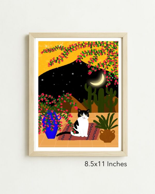 Original Art Print - A Cat is Chilling in A Moroccan Yard - Image 3