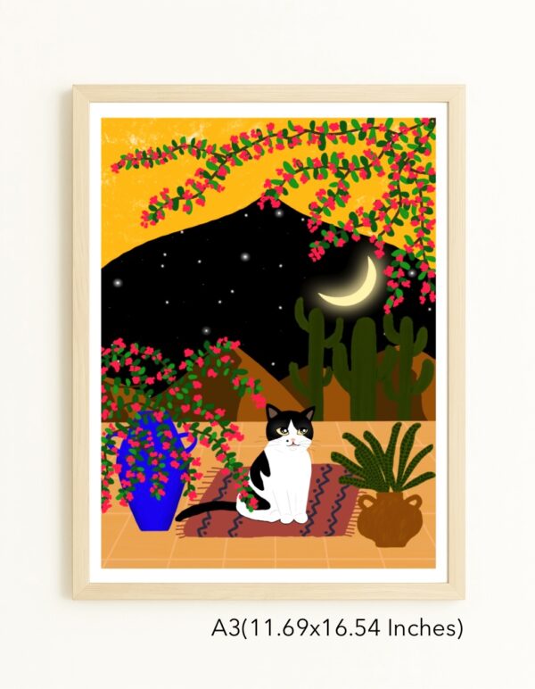 Original Art Print - A Cat is Chilling in A Moroccan Yard - Image 5