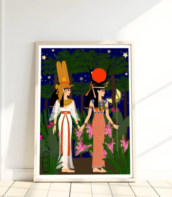 Original Art Print - Nefertari and Goddess Isis - Image 2
