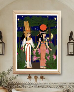 Original Art Print - Nefertari and Goddess Isis
