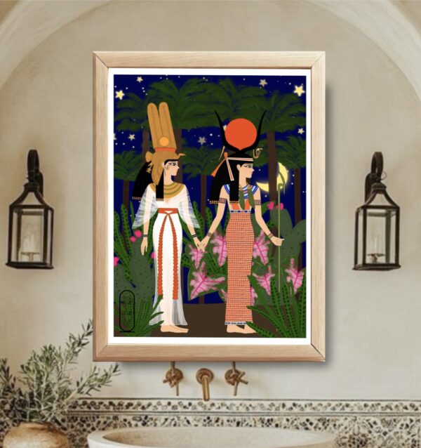Original Art Print - Nefertari and Goddess Isis
