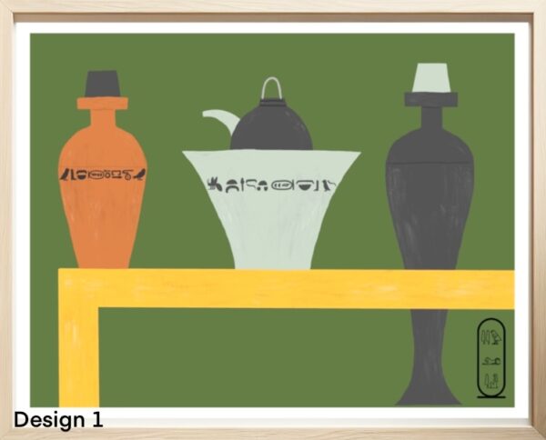 Original Art Print - Ancient Egyptian Room Deco Vases - Image 3