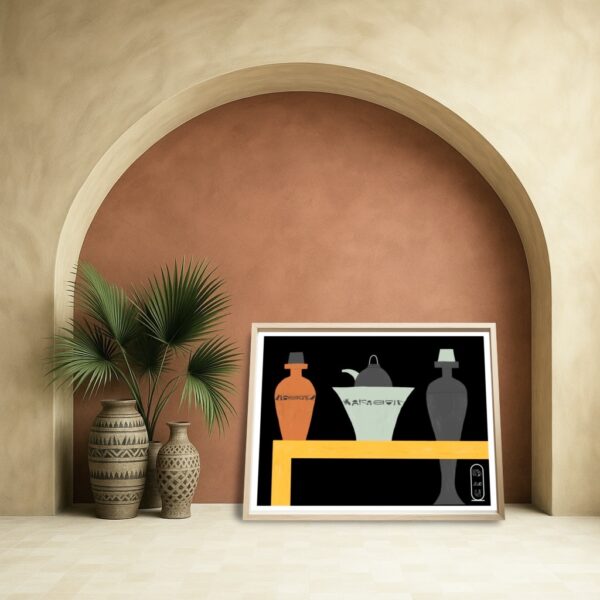 Original Art Print - Ancient Egyptian Room Deco Vases - Image 2