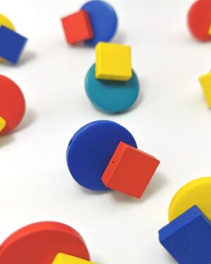 Wood Geometric Colour-blocking Stud Earrings