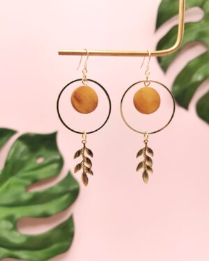 Hoop Leaf Earrings