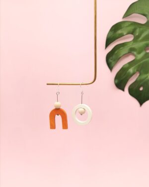 Wood Asymmetric Drop Earrings