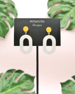 Wood Oval Drop Earrings