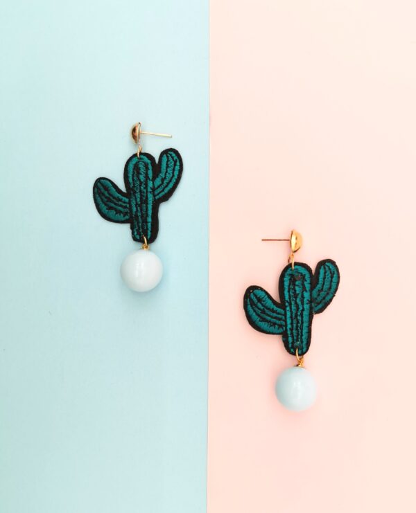 Embroidered Cactus Earrings - Image 5