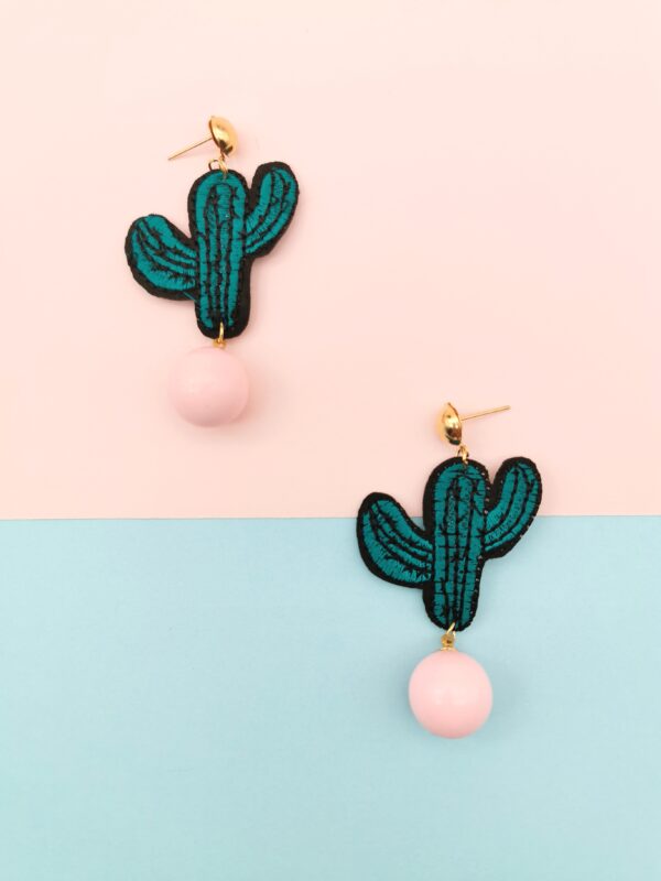 Embroidered Cactus Earrings - Image 4