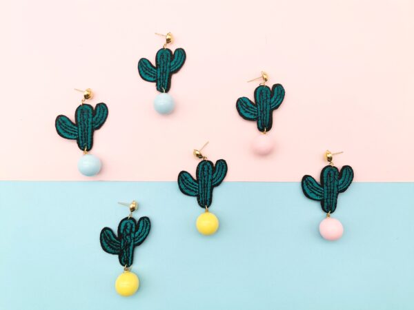 Embroidered Cactus Earrings - Image 2