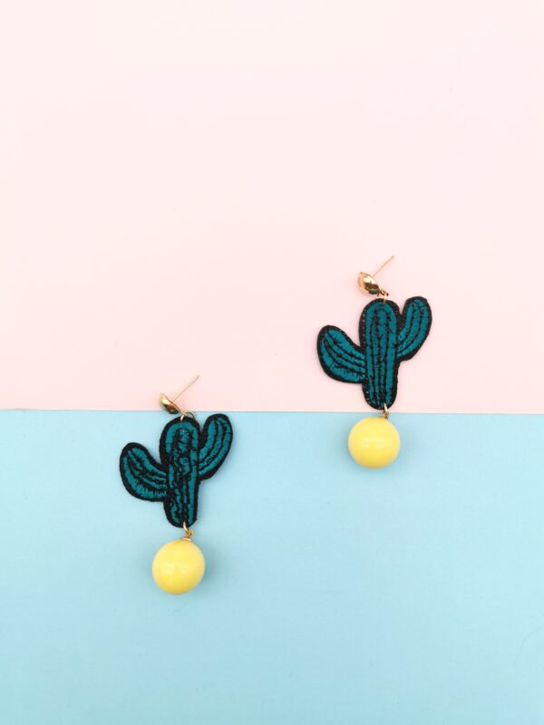 Embroidered Cactus Earrings - Image 3