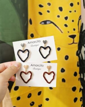 Enamel Dual Harts Drop Earrings