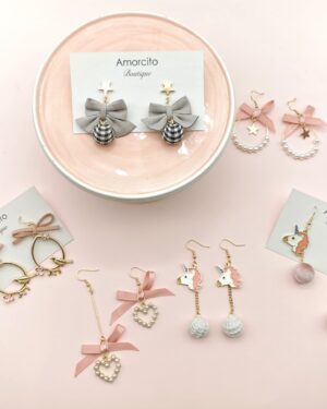 Pastel Pinky Ribbon Unicorn Earrings