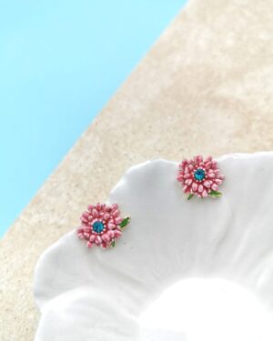Enamel Flower Stud Earrings