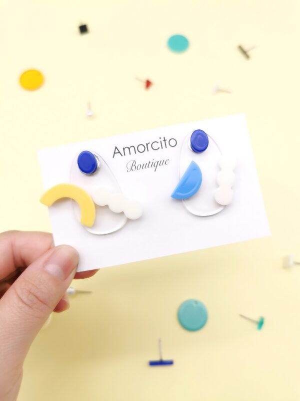 Acrylic Geometric Stud Earrings - Image 2