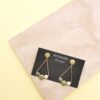 Enamel Dots Drop Earrings - Green Fan Shape - Image 2