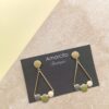 Enamel Dots Drop Earrings - Green Fan Shape - Image 3