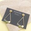 Enamel Dots Drop Earrings - Green Fan Shape
