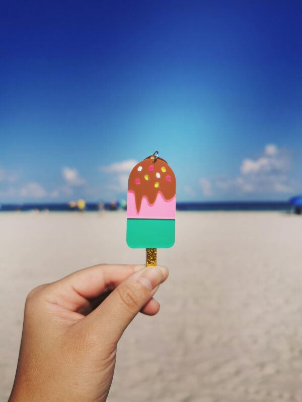 Ice Cream Earrings - Pink+Green - Image 4