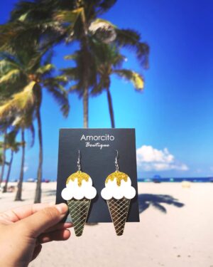 Cone Ice Cream Earrings - Gold