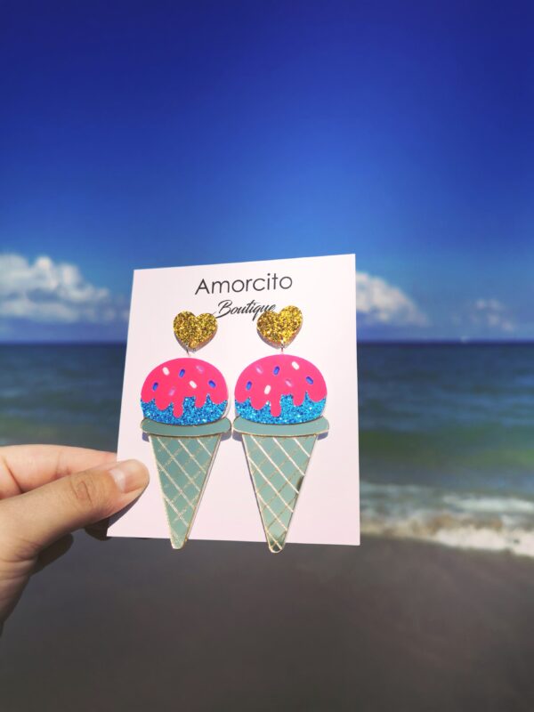 Ice Cream Earrings Pink+Gold