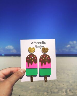 Ice Cream Earrings - Pink+Green