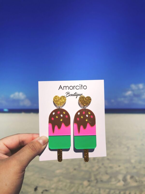 Ice Cream Earrings - Pink+Green